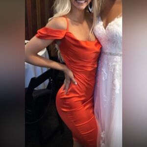 Oh Polly cowl neck orange dress size 0